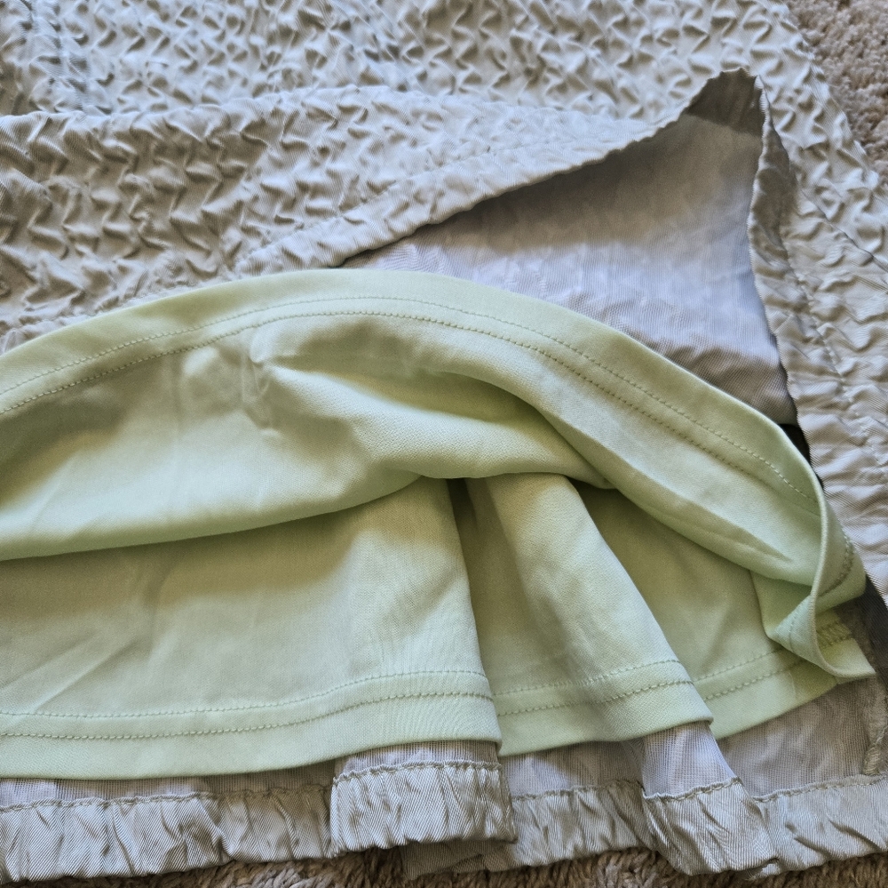Arula Mini Dress Womens 1X Green Puff Sleeve Textured - Picture 8 of 12